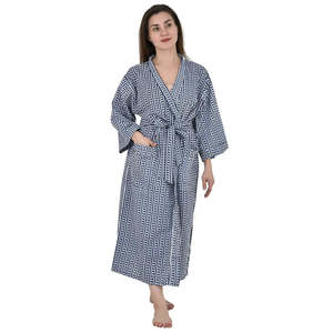 Summer Kimono Cover-Up Pure Cotton Indian Block Print Comfortable Maternity <b>Robe</b> for Mom Birthday Gift <b>Beach</b> Comfy for Mom - Product Image 1