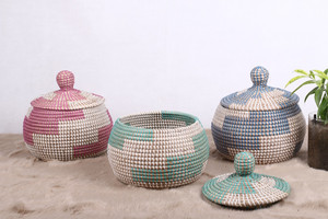 Venta al por mayor Seagrass Bamboo Cesto Cesta de almacenamiento de ropa con tapas para cocina y uso doméstico Hecho en Vietnam - Product Image 6