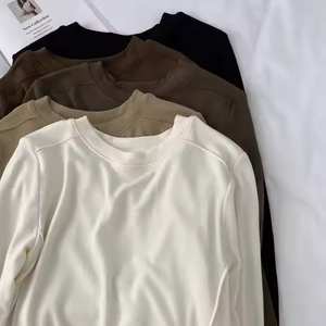 2025 printemps haute qualité coton peigné femmes vêtements à manches longues t-shirt graphique t-shirts femmes. - Product Image 2