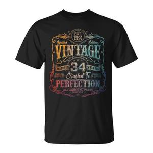 T-shirt vintage pour anniversaire de 34 ans, 1991, édition limitée, unisexe, col rond, manches courtes - Product Image 1