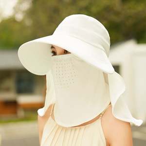 Sombrero de Protección Solar de Seda de Hielo para Verano con Máscara Facial y Protector de Cuello, Sombrero de Sol de Ala Ancha de Nuevo Estilo para Mujer - Product Image 4