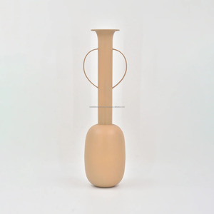 Jarrón de hierro para Decoración de mesa de cuello alto, florero alto con acabado texturizado de Metal, lata para sala de estar, comedor, Decoración de cocina - Product Image 1