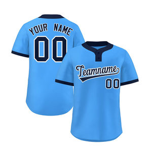 Camiseta de Béisbol Personalizada de Alta Calidad con Logotipo, Cuello en V de Dos Botones, Mangas Cortas, Talla Grande para Hombre, Transpirable, de Secado Rápido, 100% Poliéster - Product Image 1