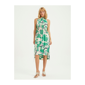 Vikon lastik Bel baskili saten elbise trang phục giản dị sản phẩm - Product Image 1