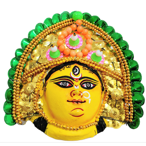 Masque Chhau Devi Durga artisanal de Mukherjee Handicrafts, décoration murale, objet de décoration, 21 cm x 20 cm x 6 cm - Product Image 4
