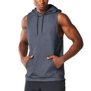 Débardeur à capuche sans manches pour homme de haute qualité et élégant avec poches, vêtements de sport décontractés pour l'entraînement et l'usage quotidien - Product Image 1