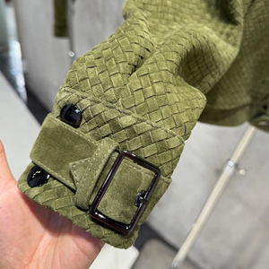 Chaqueta de Cuero Bomber 2025, Chaqueta de Cuero Genuino Natural para Mujer, Chaquetas de Cuero Tejido - Product Image 1