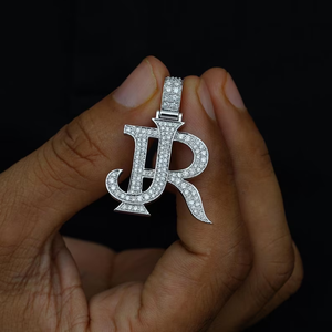 Collar de Hip Hop de Lujo con Colgante de Letra JR con Diamantes de Imitación VVS Moissanite y Plata 925 - Product Image 5