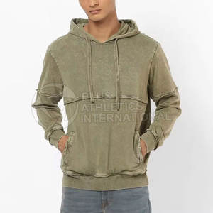 เสื้อฮู้ดผู้ชายผ้าฝ้ายผสมกรดเสื้อมีฮู้ดสำหรับฟิตเนสยิมและกีฬาแฟชั่นผู้ชายซักกรดแบบพรีเมียม - Product Image 1