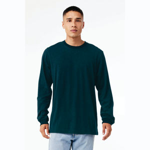Confort côtier: T-shirt à col rond à manches longues en coton peigné Airlume 100%-Bleu Atlantique, Douceur classique - Product Image 1