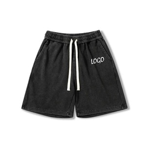 กางเกงขาสั้นผ้าเฟรนช์เทอร์รี่โพลีเอสเตอร์ 100% ล้างสีแบบแอซิดวอช สำหรับผู้ชาย รุ่นใหม่ล่าสุด ปรับแต่งได้ สไตล์วินเทจ ฮิปสเตอร์ ตาข่าย ระบายอากาศ - Product Image 6