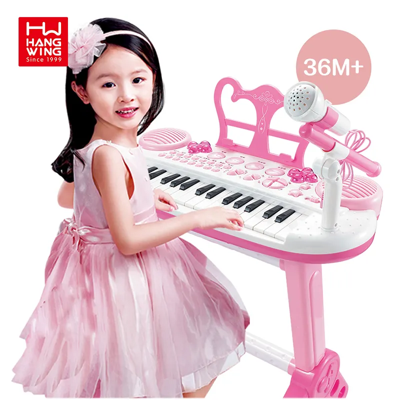 HW TOYS 31 keys music MP3 connected pink princess genius performer electronic piano for kids girls musical instrument
