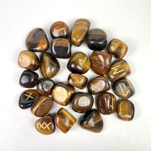 ชุด Rune Tiger Eye ขัดฮวงจุ้ยทำด้วยมือคริสตัลร่วงลงหินการทำนายนำพลังงานอัญมณีการทรงตัวทางจิตวิญญาณ - Product Image 5