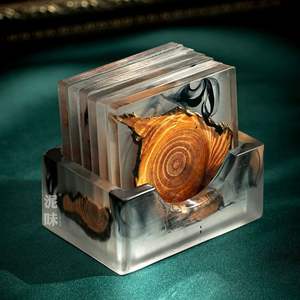 Craftsy Home Ensemble de sous-verres en résine époxy de qualité BLEND avec effet océan Dessous de verre ronds carrés décoratifs en résine époxy - Product Image 6