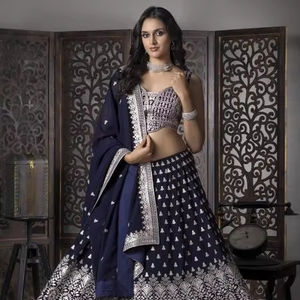Artriddhs estilo tradicional azul Georgette indio y paquistaní Lehenga Choli bordado trabajo al por mayor fabricantes - Product Image 1