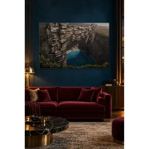 Impression sur toile Fida Surreal Tower City sur le rebord de la falaise - Product Image 1