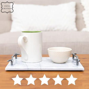 Plateau de service en marbre avec poignées Décor de mariage Plateaux en marbre naturel Looks de luxe Plateau de service en céramique de marbre de haute qualité - Product Image 2