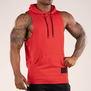 <b>Men's</b> High Quality <b>Sleeveless</b> Pullover <b>Hoodie</b> Summer Latest Design Gym Wear for Workout Customized OEM Embroidered Techniques - Product Image 4
