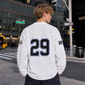 Maillot de hockey personnalisé à manches longues, respirant, en maille, style fan, avec numéro, streetwear, rétro, pour le jour du match - Product Image 2
