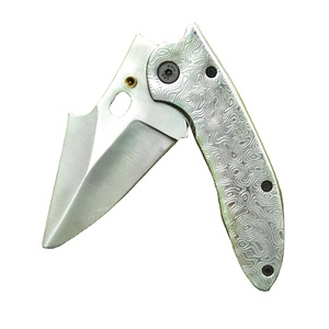 Cuchillo plegable personalizado hecho a mano de acero inoxidable con mango de acero y funda de cuero, precio al por mayor, cuchillo de bajo precio, cuchillo para acampar - Product Image 1