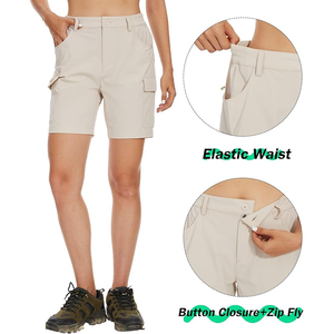 Short cargo tendance pour femmes avec un devant plissé Short de motard actif à taille haute pour femmes - Product Image 4