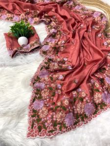 Dernier concepteur de broderie en soie douce Gotta Saree de travail imprimé par Fab Zone - Product Image 3