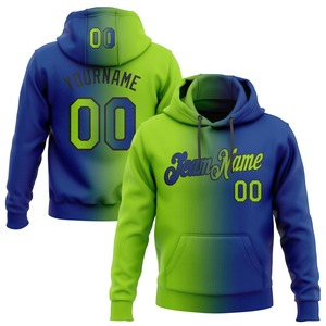 Wholesale & Dropship Custom Stitched Royal Neon <b>Green</b>-<b>Black</b> Gradient Fashion Sports Pullover Sweatshirt Hoodie - Product Image 1