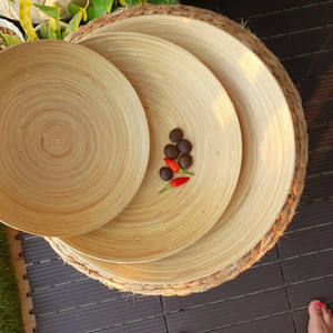 Assiettes à dîner rondes en bambou enroulé au meilleur prix ensembles d'assiettes de service en bois de bambou filé de l'usine - Product Image 4