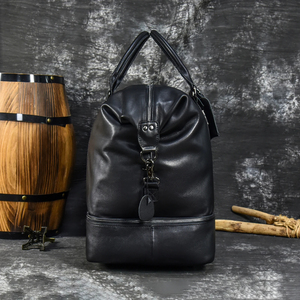 Leather <b>Duffel</b> <b>Bag</b> Weekender Travel <b>Bag</b> with Zipper Closure Durable Black Luxury Sport Large Capacity Portable - Product Image 4