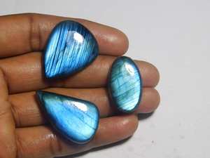 อัญมณีลาบราดอไรต์3ชิ้น98Cts หินอัญมณีลาบราดอไรต์ทรงหลวมคุณภาพสูง - Product Image 3