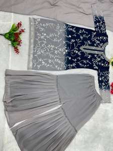 Hermoso Plazo Set Heavy Faux Georgette con pesado trabajo de secuencia de bordado de 5mm con Latkan Dori Micro algodón de alta calidad - Product Image 4