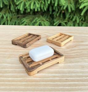 Jabonera de madera natural, soporte de jabón autodrenante para baño, ducha, lavabo y cocina, protector de jabón antideslizante - Product Image 5