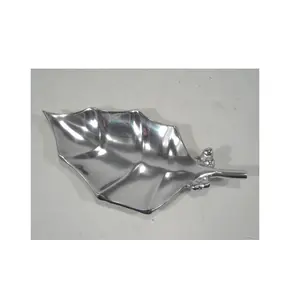 Aluminium Mango Leaf Shaped <b>Retro</b> Serving <b>Decorative</b> Platter Use for Wedding Party Tabletop Snack Platter - Product Image 1
