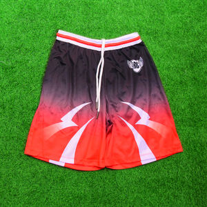 Custom Red And Black Gradient Basketball <b>Shorts</b> With <b>White</b> Graphic Design Breathable Mesh Fabric Athletic Sportswear - Product Image 5