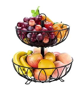 Beste Qualität Metall Obstschale New Arrival 2 Tier Standing bewunderns wertes Design Metall Obstkorb Stand zu niedrigem Preis