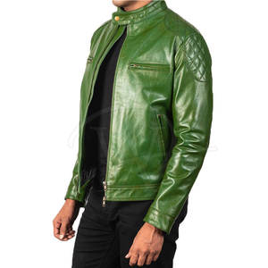 Chaqueta de Cuero Vacuno para Hombre, Talla Grande, Color Sólido, Cuello Alto, Estilo Urbano, Resistente al Viento, Ecológica, para Uso en Exteriores - Product Image 2