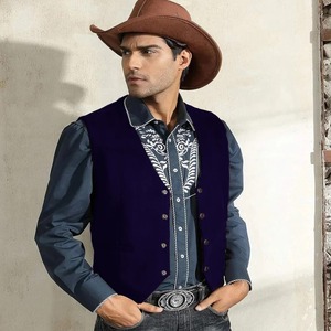 <b>Canvas</b> Waterproof Vest Men's Leather Suit Casual Western Cowboy Waistcoat Custom <b>Colour</b> Prom Man Clothing Punk Sleeveless Jacket - Product Image 6