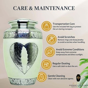 Urne funéraire blanche de style américain/européen, motif cœur argenté, capacité de 220 pouces cubes, écologique, durable, personnalisable pour - Product Image 5