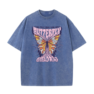 2024 gran oferta de camisetas de calle de peso pesado 100% algodón Hip Hop de gran tamaño Vintage ácido lavado camiseta para hombres - Product Image 4