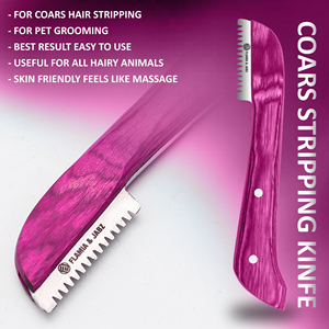 Set 6 outils de toilettage pour chiens en acier inoxydable écologique manche en bois taille personnalisée couteaux à carder peignes nettoyage pour animaux de compagnie style - Product Image 5