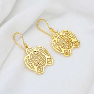 Trendy Fashionable Ocean Sea Turtle <b>Dangle</b> <b>Earring</b> 18k <b>Gold</b> Plated Brass Animal Beach Boho Jewelry Bulk Wholesale Drop <b>Earring</b> - Product Image 3