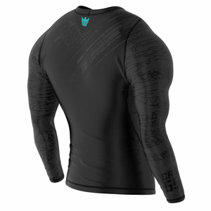 Ensemble de vêtements de sport unisexe à compression, imprimé par transfert thermique, avec logo personnalisé, faible MOQ, pour MMA, comprenant un rashguard et des shorts - Product Image 4