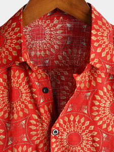 Summer <b>Beach</b> Style Print Short Sleeve Turndown Collar Button <b>Men</b> T-<b>shirt</b> Hawaiian <b>Shirt</b> Fashion Breathable Top Outerwear - Product Image 3