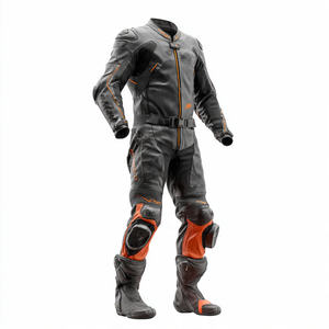 Costume de Moto en Cuir pour Homme, Veste de Motard à Col Montant, Pantalon en Cuir Chaud, Tenue de Moto en Cuir pour Homme - Product Image 3