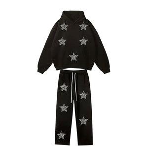 ชุดวอร์มผ้าฝ้ายขนแกะชุดวอร์มมีฮู้ดและกางเกงจ๊อกเกอร์สำหรับทุกเพศ - Product Image 3