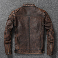 Blouson aviateur en cuir de mouton pour homme avec col montant Veste en cuir grande taille style motard aviateur en peau de mouton rembourrée et chaude