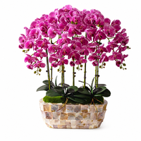 Anggrek Phalaenopsis Buatan yang Dapat Disesuaikan 85cm, Bunga Plastik Tiruan Realistis Buatan Tangan dalam Pot untuk Dekorasi Rumah, Kantor, Hotel