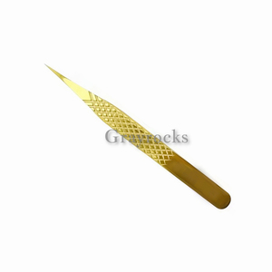 Pince à cils pointue en gros en acier inoxydable Plasma or de qualité supérieure pour l'extension des cils - Product Image 3