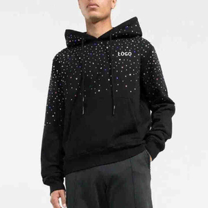 Sweat-shirts personnalisés avec broderie appliquée, strass et effet vieilli, 100% coton, polaire respirant et coupe-vent pour homme, style streetwear hiver - Product Image 1
