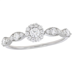 Bague de fiançailles Halo en diamant de 0.50 carats de luxe pour femme disponible en or et en argent - Product Image 4